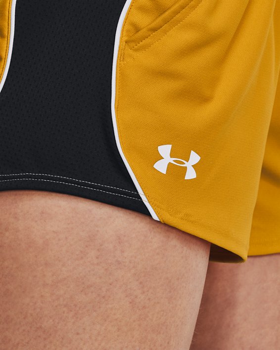Women's UA Play Up Colorblock Shorts in Orange image number 3